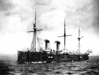 Корабли - Крейсер I-го ранга Владимир Мономах на Балтике в составе Учебно-артиллерийского отряда, 1902 год.