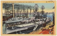Корабли - Линкоры и эсминцы ВМС в гавани Норфолк, 1930-1945