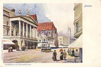 Вроцлав - Бреслау (Вроцлав).  Театр і Швайднітцер страссе.