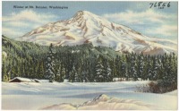 Штат Вашингтон - Пик Ренье в зимнем пейзаже, штат Вашингтон