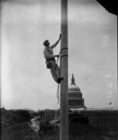 Вашингтон - Tarzan paints the Senate flagpole. Washington, D.C. США , Вашингтон (округ Колумбия)