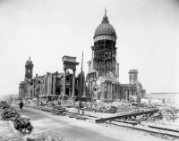 Сан-Франциско - Здание муниципалитета и театр Сан-Франциско после сильного землетрясения, 1906