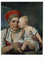 Картины - А. Г. Венецианов (1780 - 1847). Кормилица с ребенком.