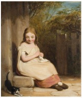 Картины - Уильям Аскрайбед. Девочка с кошкой