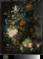 Картины - Натюрморт с цветами и фруктами