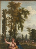 Картины - Итальянский пейзаж с обелиском и танцующими парами