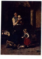Картины - Михай Мункачи (1844 - 1900). Две семьи. 1877 г.