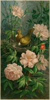 Картины - Птицы среди роз