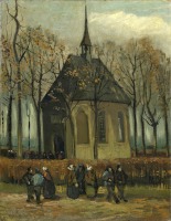 Картины - Национальный музей Винсента Ван Гога. Амстердам. Выход из церкви в Нюэнене. 1884