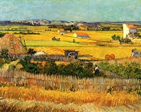 Картины - Пшеничные поля  в Кро. 1888