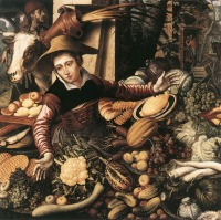 Картины - Питер Артсен. Женщина на овощном рынке, 1567