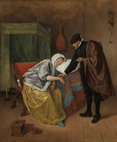 Картины - Ян Стен. Доктор у больной женщины, 1663-1666
