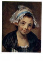Картины - Ж. Б. Грез (1725 - 1805). Голова девушки в чепце.
