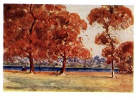 Картины - А. Ист (1849 - 1913). Осенний пейзаж ( рисунок акварелью и гуашью).