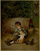 Картины - Генри Бэкон. Маленький доктор. Кормление кошки