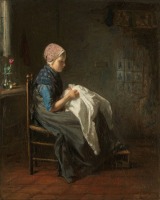 Картины - Голландская девушка за рукоделием