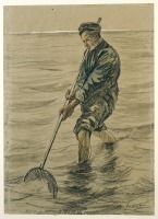 Картины - Рыбак за ловлей креветок