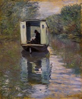 Картины - Клод Моне. Аржантей. Лодка-мастерская на Сене. 1875