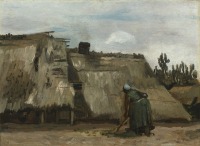 Картины - Винсент Ван Гог. Крестьянка за работой в саду у дома