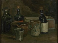 Картины - Винсент Ван Гог. Натюрморт с бутылками и керамическими вазами