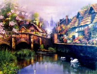 Картины - Картины  художника Андреса Орпинаса.  Старый мост.