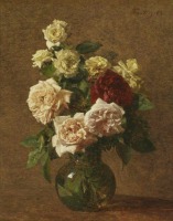 Картины - Чайные розы в стеклянной вазе