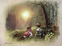 Картины - Картины  художника Андреса Орпинаса.  Дети на опушке леса.