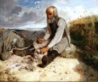 Картины - Картини  польських  художників. Старик дробить камінь.