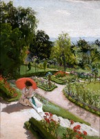 Картины - Картини  польських  художників.  Дівчина в саду читає книжку.