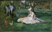 Картины - Эдуард Мане. Семья Моне в саду в Аржантее