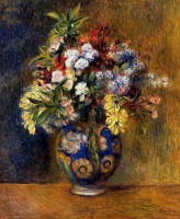 Картины - Огюст Ренуар. Букет цветов в голубой вазе