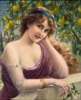 Картины - Эмиль Вернон. Молодая женщина у лимонного дерева