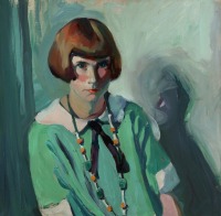 Картины - Портрет девушки в зелёном платье