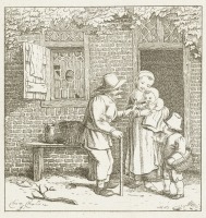 Картины - Старик с куклой у сельского дома
