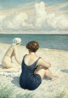 Картины - Картина.  Поль- Густав Фішер.  На пляжі біля моря.