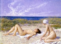 Картины - Картина.  Поль- Густав Фішер.  Жінки загоряють на пляжі.
