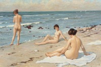 Картины - Картина.  Поль- Густав Фішер.  Жінки на пляжі біля моря.