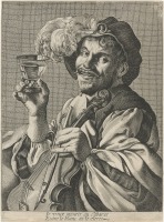 Картины - Мужчина со скрипкой и бокалом в руке