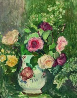 Картины - Букет роз в фарфоровой вазе