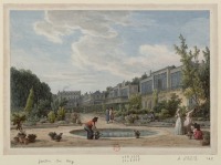 Картины - Жан Батист Хилер. Теплицы и садовый бассейн в Королевском Саду Парижа