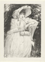 Картины - Жак-Эмиль Бланш. Девочка в шляпе с корзинкой. Для раскрашивания