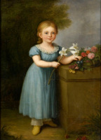 Картины - Неизвестный художник, Портрет девочки в дворцовом парке