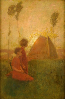 Картины - Карл Плюккебаум, Дети на фоне заката