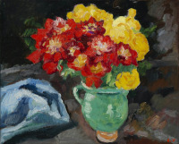Картины - Луи Вальтат, Букет цветов в зелёном кувшине