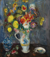 Картины - Шарль Камуан, Натюрморт с цветами в вазе и устрицей