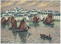 Картины - Жак Мартен-Ферье,  Лодки с коричневыми парусами