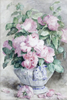 Картины - Мадлен Лемер, Ваза с розами