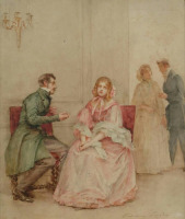 Картины - Мадлен Лемер, Галантный кавалер и молодая леди