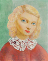 Картины - Моше Кислинг, Портрет девушки в кружевном воротнике