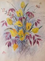 Картины - Мадлен Руар, Букет жёлтых тюльпанов
